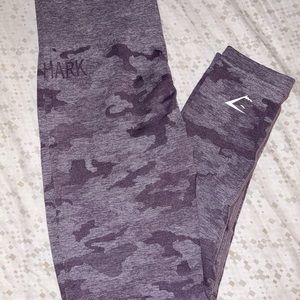 Purple camo Gymshark leggings. Only worn a few times. In perfect conditions! :)